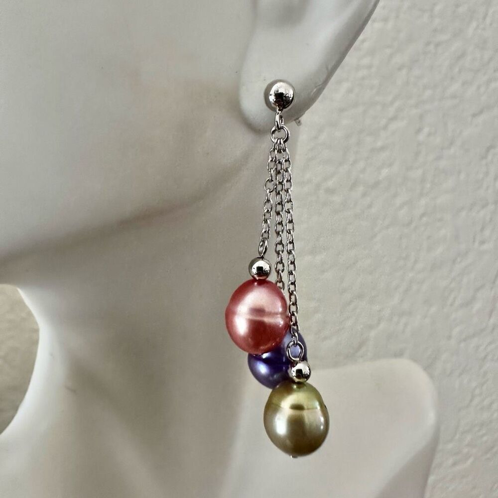 Honora dyed dangling pearl sterling silver earrings